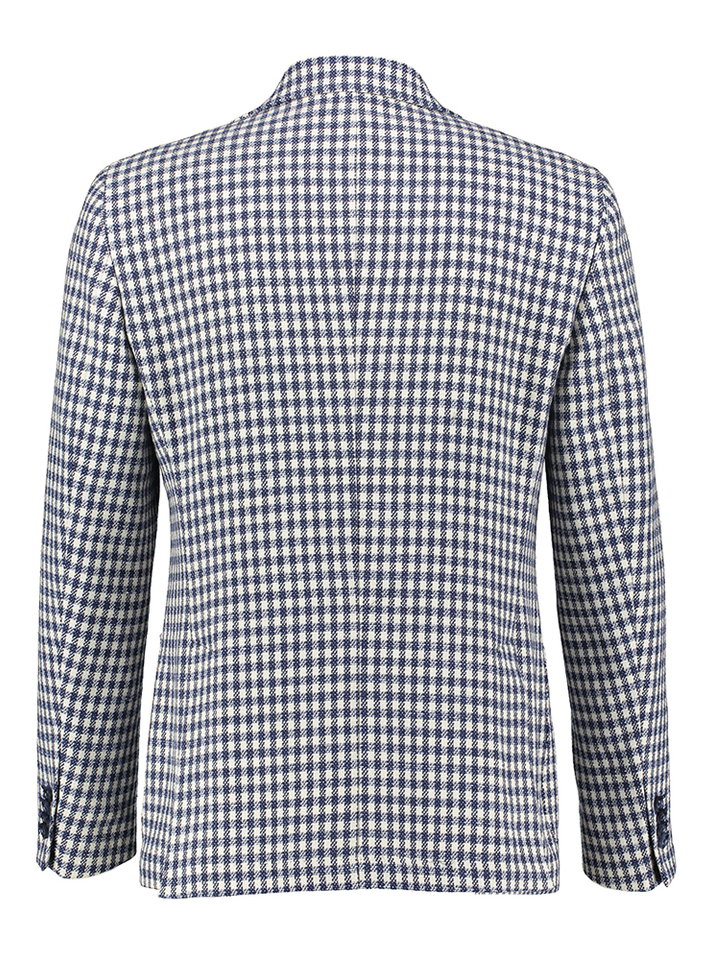 Blauw ecru geruite blazer Manuel Ritz 