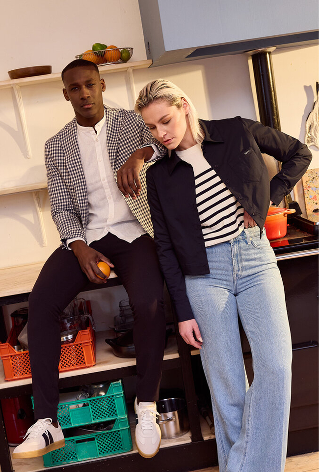 Blauw ecru geruite blazer Manuel Ritz 