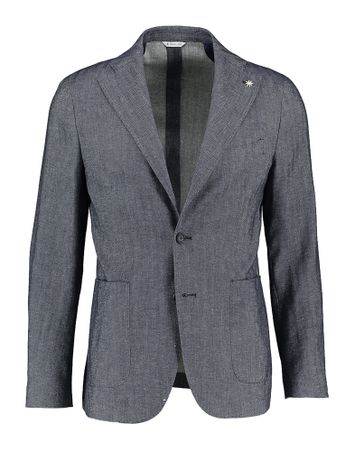 Blauwkleurige blazer in subtiel patroon