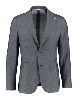 Blauwkleurige blazer in subtiel patroon