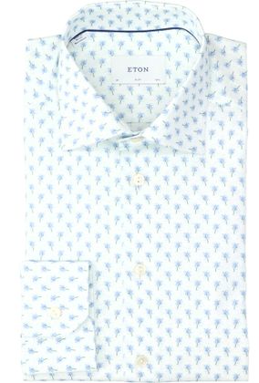 Eton Wit katoenen hemd (slim fit) met palmbonen en lange mouwen