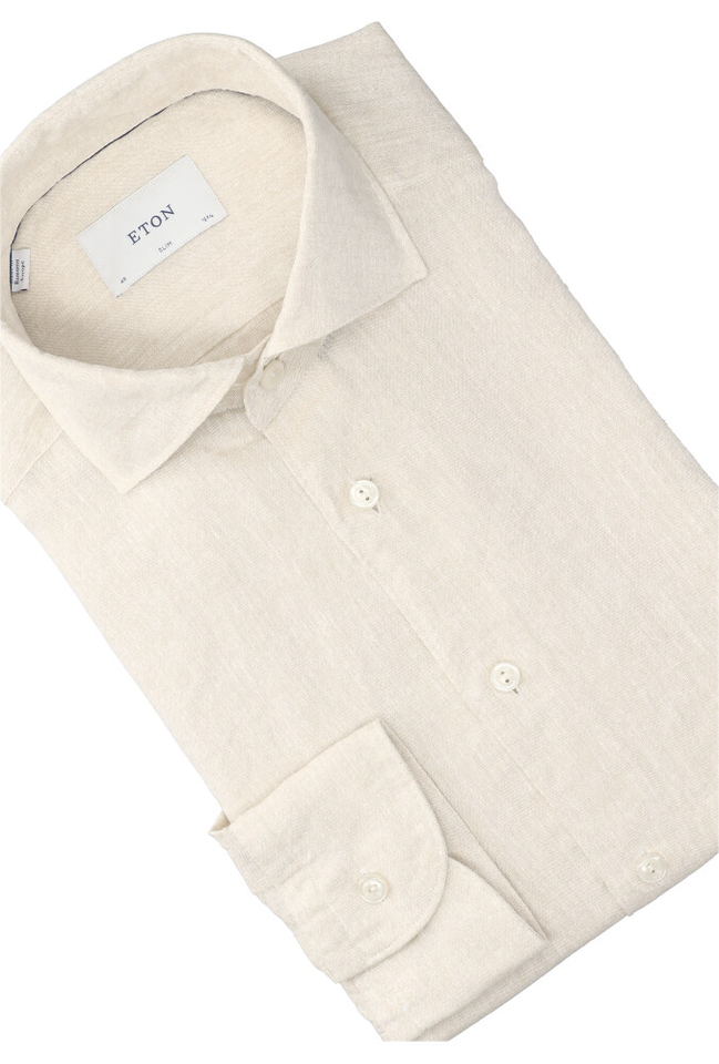 Beige linnen hemd (slim fit) met lange mouwen Eton 