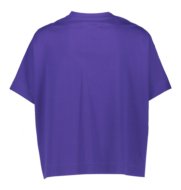 Kobaltblauwe katoenen t-shirt met V-hals en korte mouwen Psophia