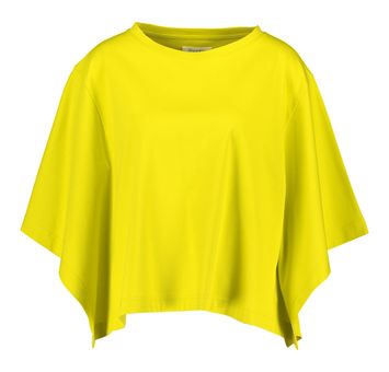 Geelgroene oversized katoenen t-shirt met vlindermouwen Psophia