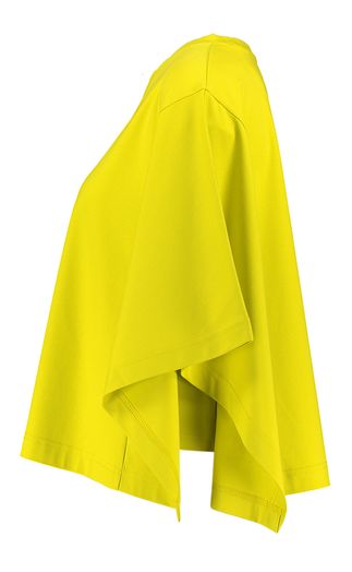 Geelgroene oversized katoenen t-shirt met vlindermouwen Psophia