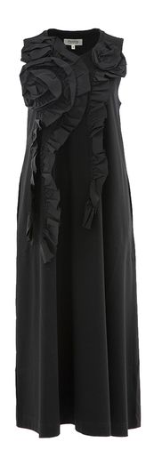 Zwarte lange mouwloze jurk met freule detail Psophia