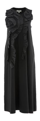 Psophia Zwarte lange mouwloze jurk met freule detail