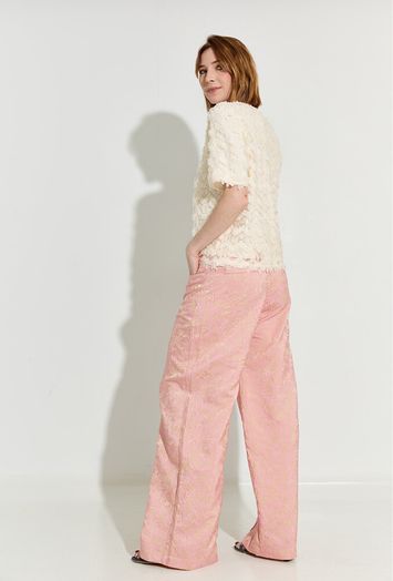 Roze bloemenprint lange broek Bolivar Nathalie Vleeschouwer 