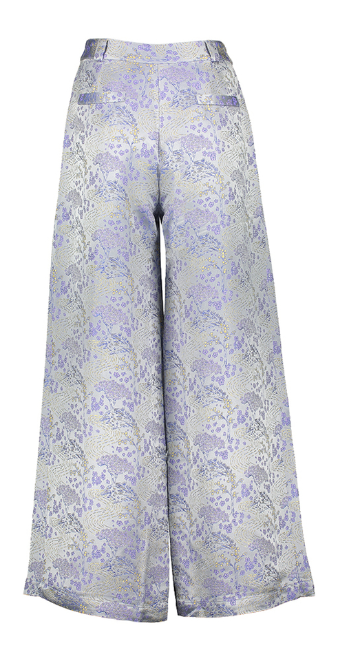 Blauwe bloemenprint lange broek Bolivar Nathalie Vleeschouwer 
