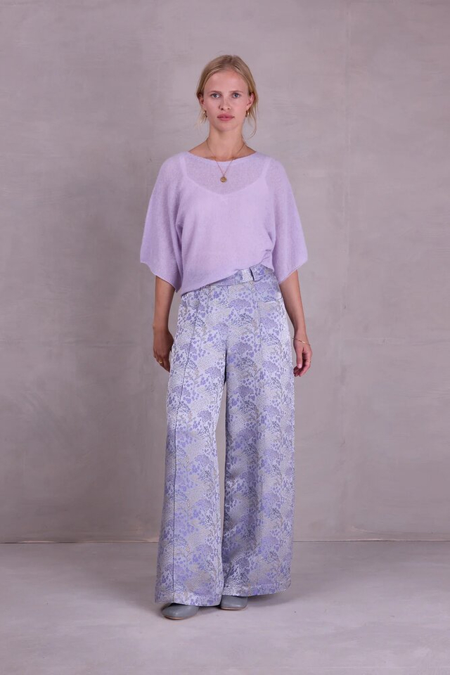 Blauwe bloemenprint lange broek Bolivar Nathalie Vleeschouwer 