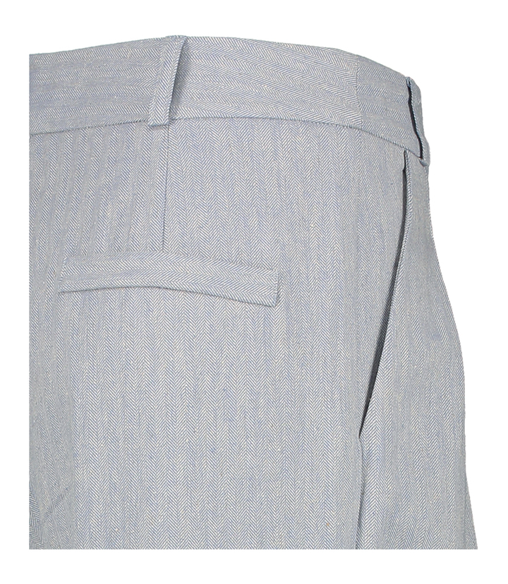 Blauwe wijde broek met met bandplooi en motief Nathalie Vleeschouwer 