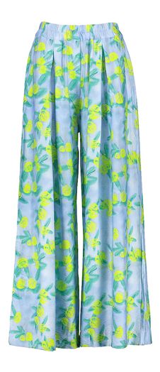 Lichtblauwe wijde broek met bloemenprint Freddy 