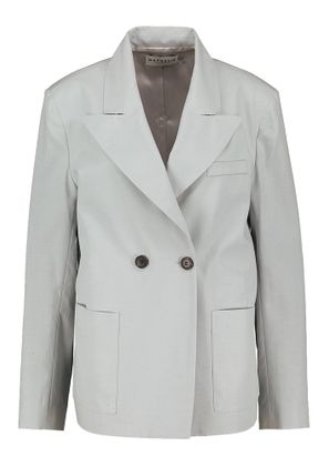 Nathalie Vleeschouwer Grijs blauwe oversized kostuum blazer