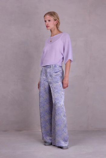 Lila trui met boothals in alpaca Abeno Nathalie Vleeschouwer 
