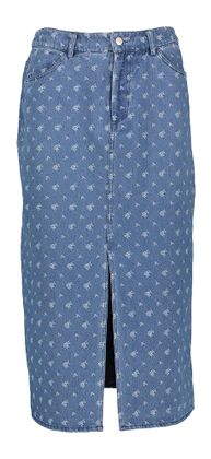 Peppercorn Blauwe jeansrok met detail en split vooraan Gustava