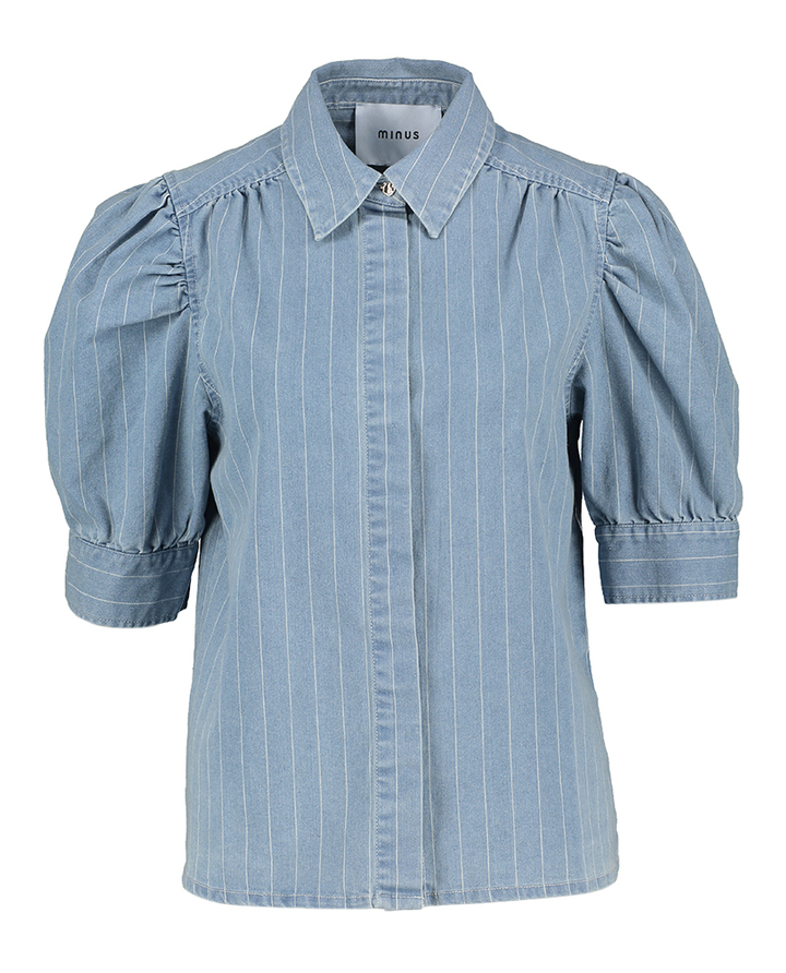 Jeansblouse met korte mouwen en krijtstrepen Pria Minus