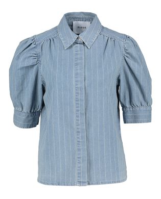 Minus Jeansblouse met korte mouwen en krijtstrepen Pria