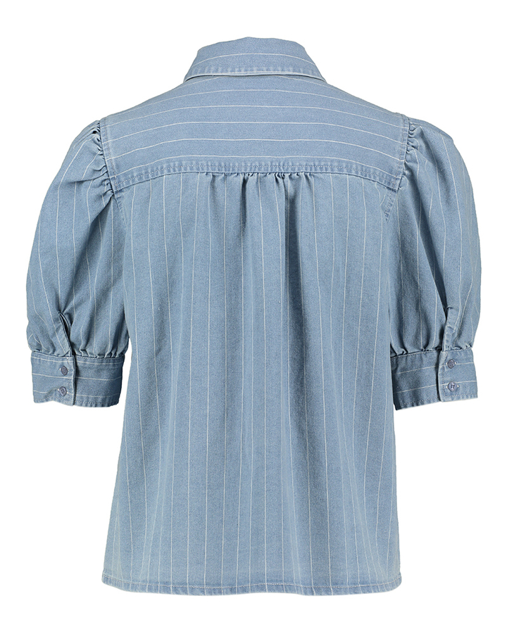 Jeansblouse met korte mouwen en krijtstrepen Pria Minus