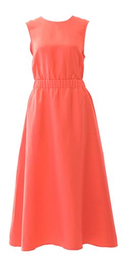 Koraal kleurige midi-jurk met open rug Sabbi Dress Minus 