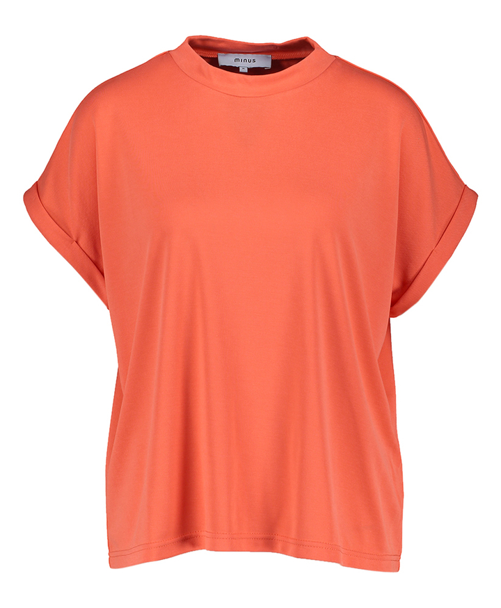 Koraalkleurige t-shirt met korte mouwen Mavelyn Minus