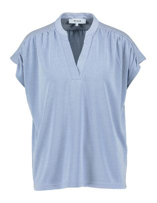 Minus Lichtblauwe t-shirt met V-hals Fiba