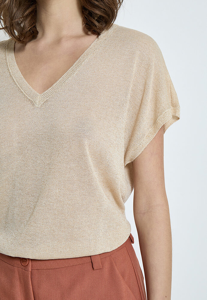 Goudkleurige pull met korte mouwen Carlina Minus 