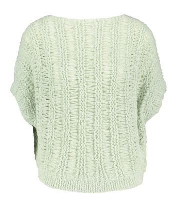 Muntgroene wollen pull met ronde hals en korte mouwen Irma Inti