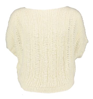 Ecru wollen pull met ronde hals en korte mouwen Irma Inti