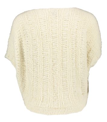 Ecru wollen pull met ronde hals en korte mouwen Irma Inti