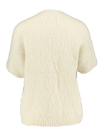 Ecru wollen gilet met korte mouwen Nana Inti