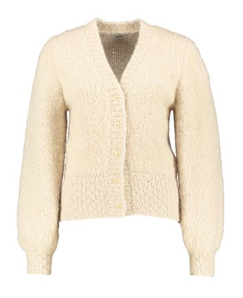 Beige wollen gilet met knopen Sofia Inti