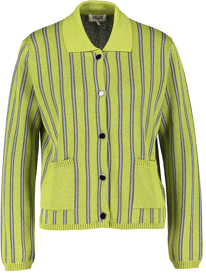 Groene gilet met blauw streeppatroon en glinsters Capera Baum und Pferdgarten