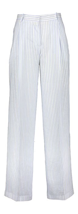 Lichtblauw en wit gestreepte linnen broek Semicouture