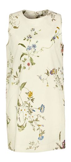 Beige linnen  jurk met bloemenprint Semicouture