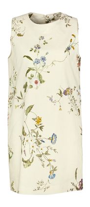 Semicouture Beige linnen jurk met bloemenprint
