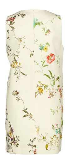 Beige linnen  jurk met bloemenprint Semicouture