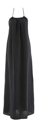 Semicouture Donkerblauwe linnen max-jurk met open rug