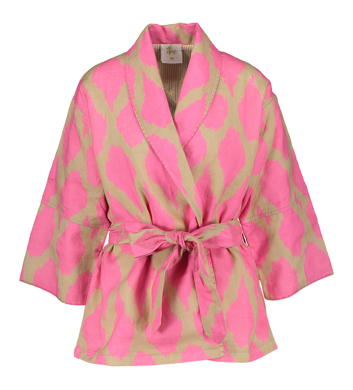 Beige kimono met fuchsia print Nutmeg Nimo With Love