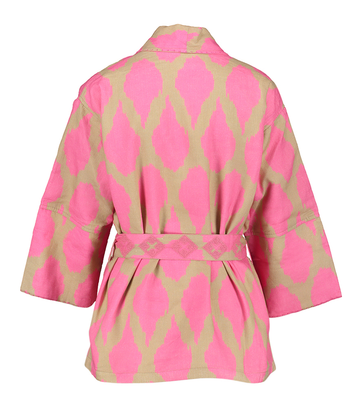 Beige kimono met fuchsia print Nutmeg Nimo With Love