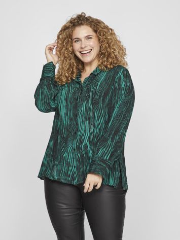 Groene blouse met zwarte print Viruma Evoked 
