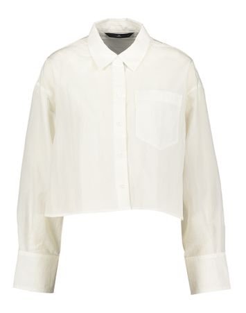 Witte korte wijde bloes Shorty soft cropped shirt Withblack