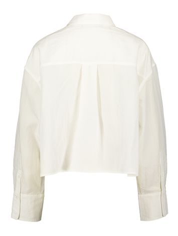 Witte korte wijde bloes Shorty soft cropped shirt Withblack