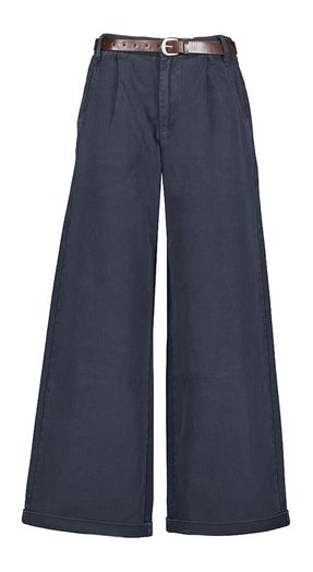 Donkerblauwe wijde broek met bandplooi Steffi Withblack