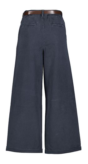 Donkerblauwe wijde broek met bandplooi Steffi Withblack