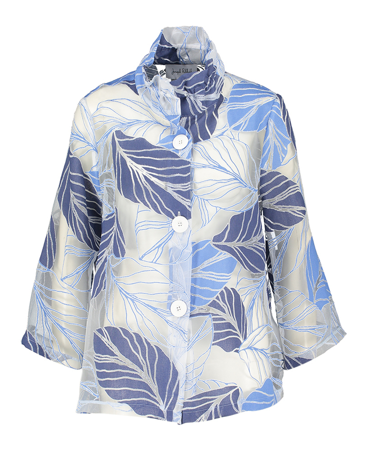 Lichtblauwe doorzichtige bloes met bloemenprint Joseph Ribkoff