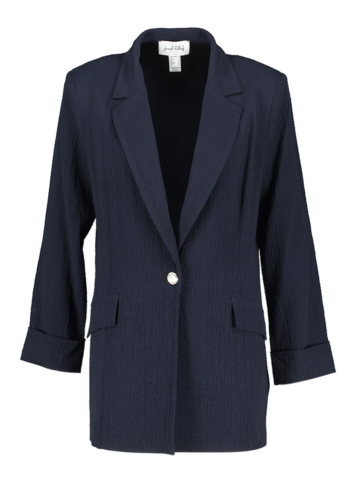 Donkerblauwe soepelvallende blazer met structuur Jozeph Ribkoff