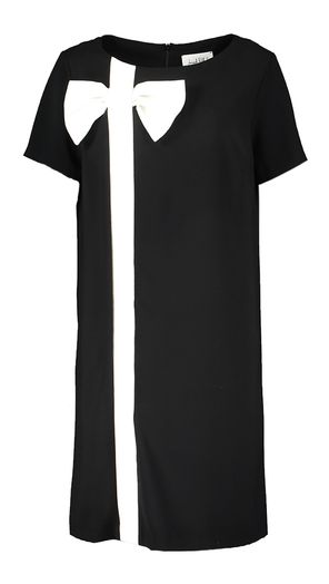 Zwarte jurk met witte strik Joseph Ribkoff