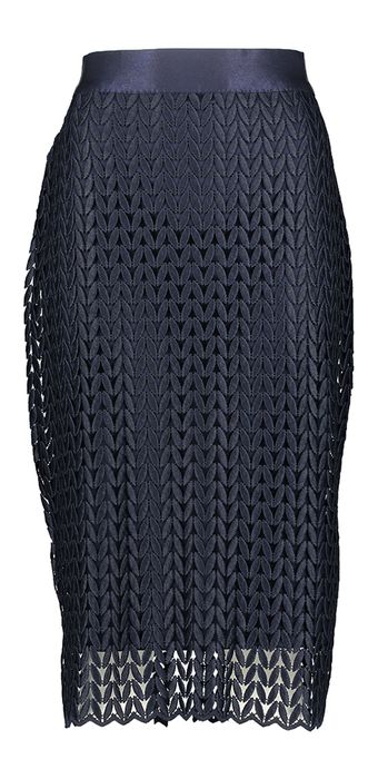 Donkerblauwe rok met bladmotief Joseph Ribkoff