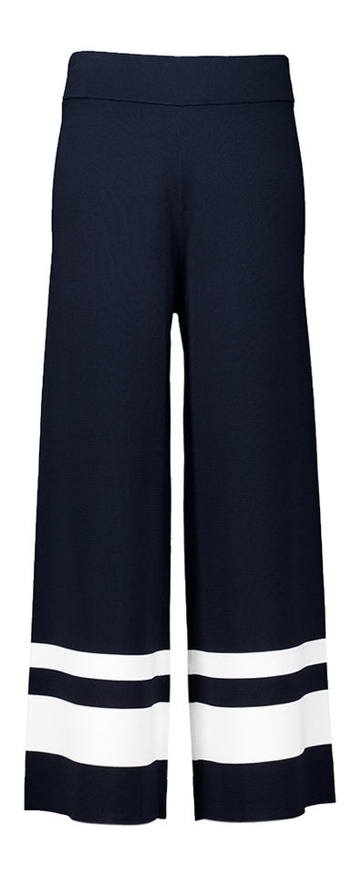 Donkerblauwe losvallende broek met witte strepen aan de onderkant Joseph Ribkoff