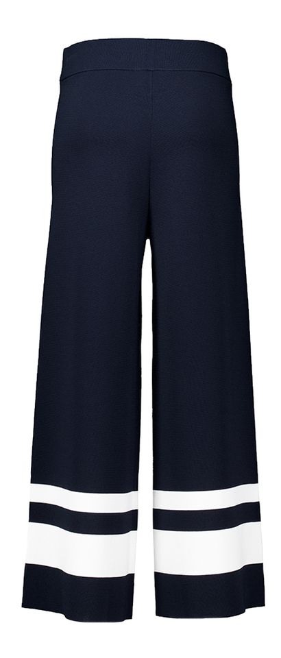 Donkerblauwe losvallende broek met witte strepen aan de onderkant Joseph Ribkoff